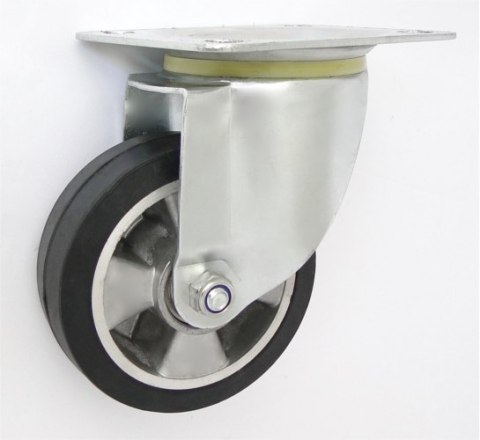 KOŁO ALUMINIUM-GUMA 125MM OBUDOWA SKRĘTNA A22G UN