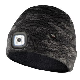 CZAPKA Z LATARKĄ LED CAMO, DWUWARSTWOWA NEO