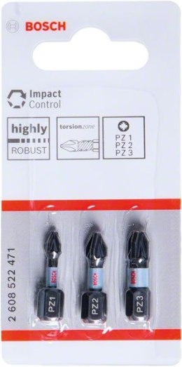 ZESTAW BITÓW IMPACT 25MM PZ1,PZ2,PZ3, BOSCH