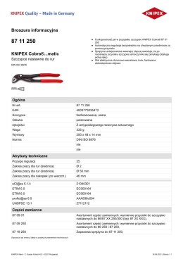 SZCZYPCE DO RUR COBRA NASTAWNE 250MM KNIPEX