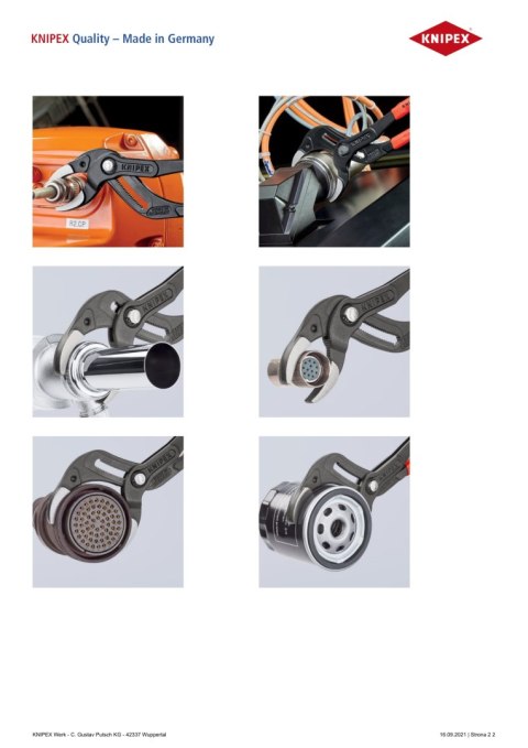 SZCZYPCE DO SYFONÓW SANITARNYCH I ZŁĄCZY 250MM, 25-80MM KNIPEX