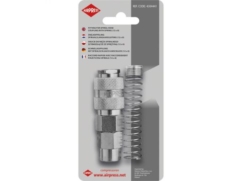 OKUCIE WĘŻA SPIRALNEGO 12*8 SZYBKOZŁĄCZE ZE SPRĘŻYNĄ AIRPRESS