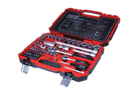 ZESTAW KLUCZY NASADOWYCH CRV 1/4''-1/2'' 72 ELEMENTÓW DEDRA