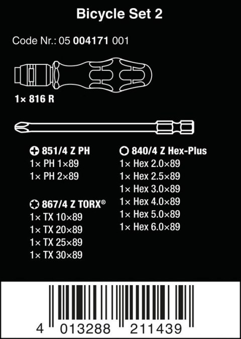 ZESTAW NARZĘDZI DO PRZYKRĘCANIA ŚRUB 13CZ. WERA