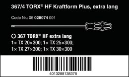 ZESTAW WKRĘTAKÓW KRAFTFORM TORX, TRZPIEŃ 300MM, 4SZT. WERA