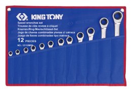 KOMPLET KLUCZY PŁASKO-OCZKOWYCH Z GRZECHOTKĄ 12 SZTUK 8-24MM KING TONY