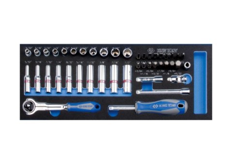 ZESTAW NASADEK I BITÓW CALOWYCH 1/4'' 44CZ.WKŁAD DO WÓZKA KING TONY