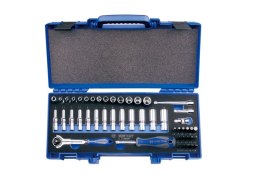 KOMPLET NASADEK 1/4'' 48 SZTUK GRZECHOTKA + AKCESORIA KING TONY