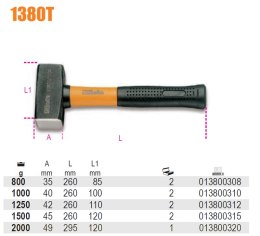 MŁOTEK KAMIENIARSKI, TRZONEK KOMPOZYTOWY 2000G BETA