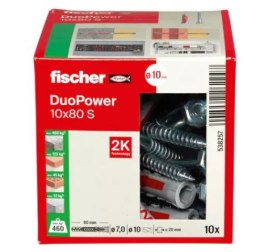 KOŁEK DUOPOWER 10*80 S Z WKRĘTEM ŁEB 6-KĄT UNIWERSALNE FISCHER