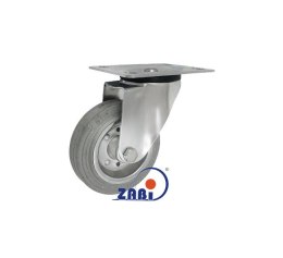 KOŁO METAL-GUMA 100MM OBUDOWA SKRĘTNA WĄSK. GUMA SZARA 12LS ZABI