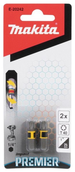 KOŃCÓWKA WKRĘTAKOWA IMPACT PREMIER, GROT, BIT T40-25MM 2SZT MAKITA