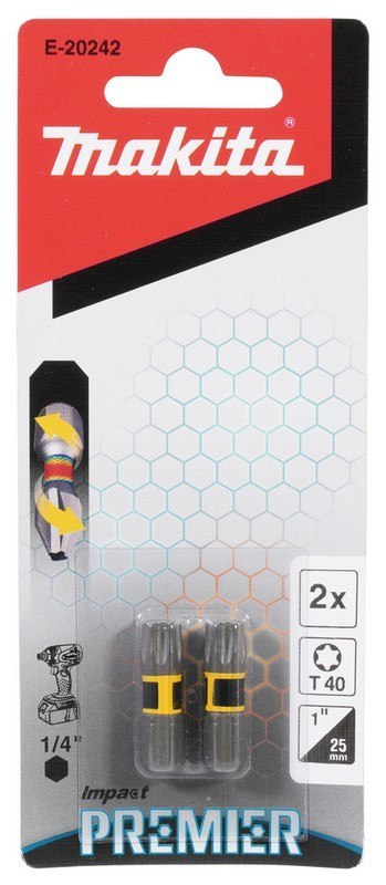 KOŃCÓWKA WKRĘTAKOWA IMPACT PREMIER, GROT, BIT T40-25MM 2SZT MAKITA