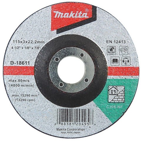 TARCZA SZLIFIERSKA DO BETONU 115*3 MM C30S MAKITA