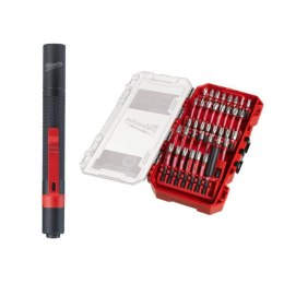 ZESTAW BITÓW UDAROWYCH SHOCKWAVE 38 EL. + LATARKA MILWAUKEE