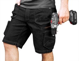 KRÓTKIE SPODENKI ROBOCZE DENIM, CZARNE M NEO