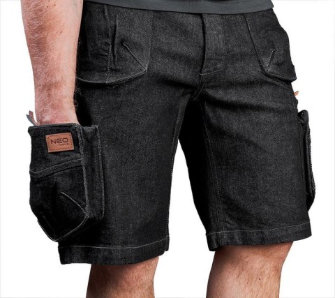 KRÓTKIE SPODENKI ROBOCZE DENIM, CZARNE M NEO