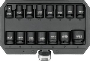 ZESTAW NASADEK UDAROWYCH KRÓTKICH 1/2'' 15 SZT. 10-27 MM YATO