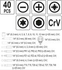 ZESTAW KOŃCÓWEK ŚRUBOKRĘTOWYCH I NASADEK 40 SZT. YATO