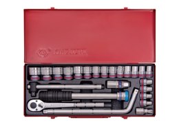 ZESTAW NASADEK CALOWYCH 1/2'', 5/16-1.1/4', 24 CZ. 6-KĄT KING TONY